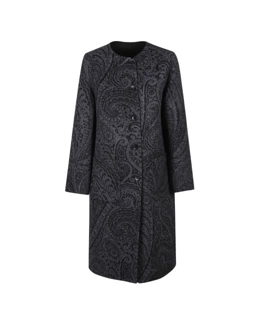 Etro Blue Reversible Paisley-Print Coat