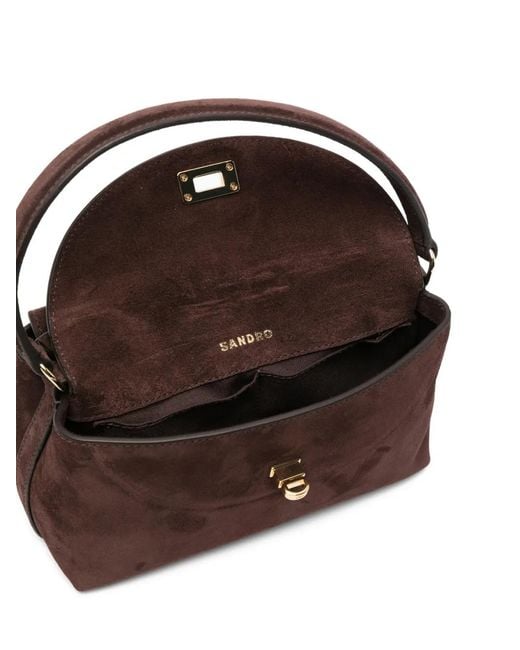 Sandro Brown Le Mini Grand Bazaar Suede Tote Bag