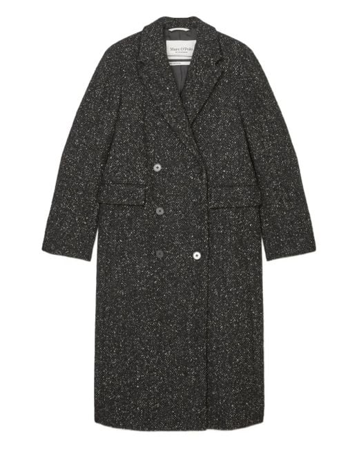 Marc O' Polo Black Double-Breasted Textured Coat