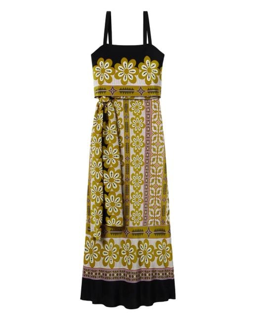 LaDoubleJ Metallic Slip-Around Floral-Print Maxi Dress