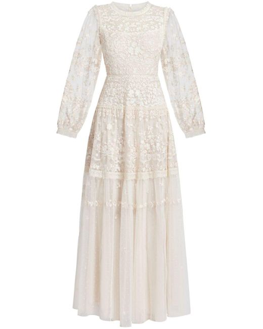 Needle & Thread Emilana Maxi-jurk Met Kant in het White