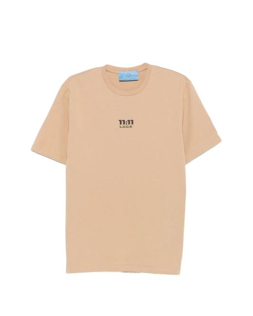 11 11 L.U.C.K. Natural Logo-Print T-Shirt