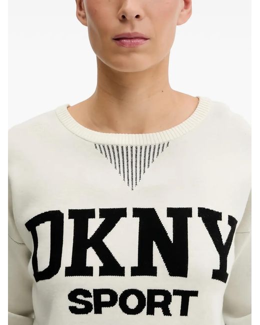 DKNY White Stripes Logo Knitted Top