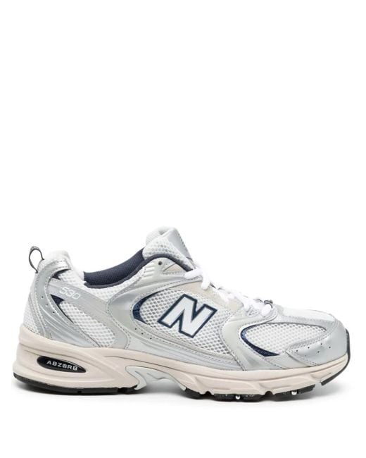 New Balance White 530 Logo-Patch Sneakers