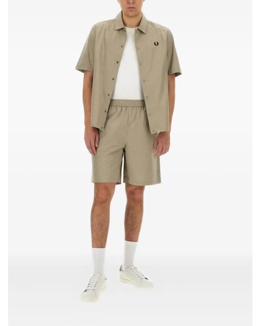 Fred Perry Natural Elasticated Cotton Shorts for men