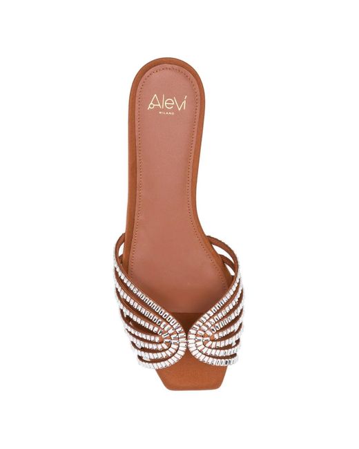 ALEVI Pink Rhinestone-Embellished Flat Sandals
