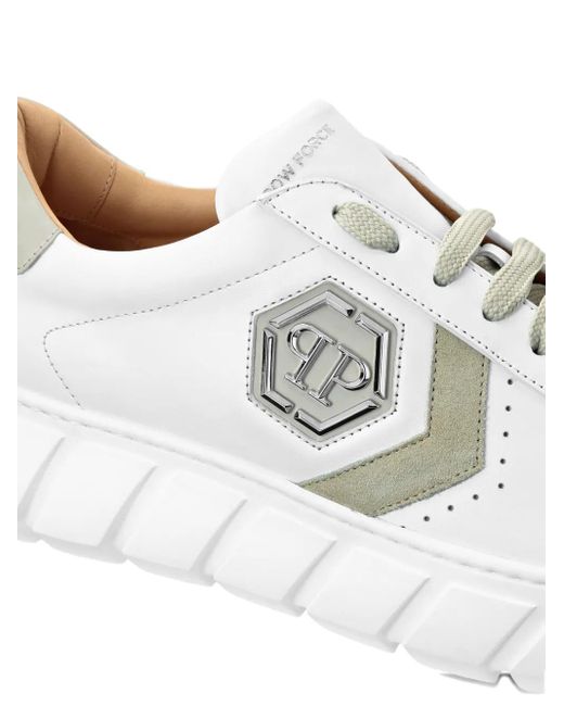 Philipp Plein White Hexagon Platform Sneakers