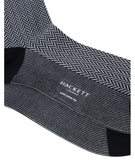 Hackett Gray Herringbone-Jacquard Socks for men