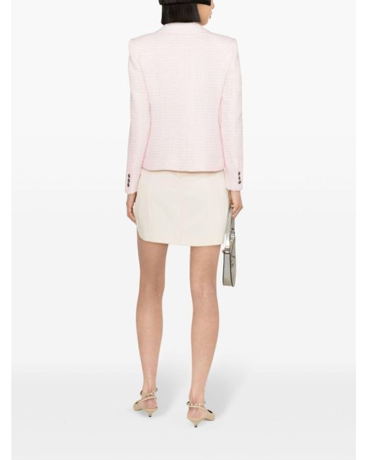 Alessandra Rich Pink Sequin Checked Tweed Jacket
