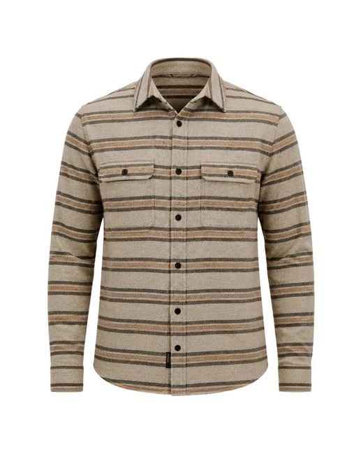 Faherty Brand Gray Legend Horizontal-Stripe Overshirt for men
