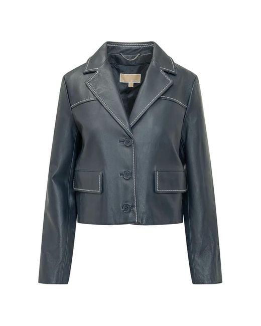 MICHAEL Michael Kors Blue Heavy Leather Blazer