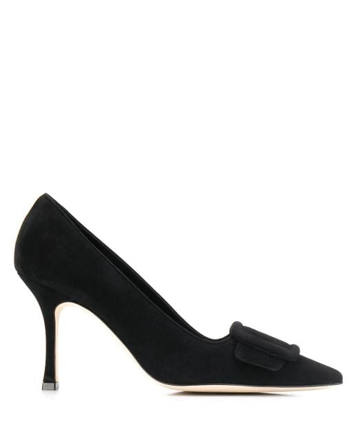 Manolo Blahnik Black Heeled Suede Pumps
