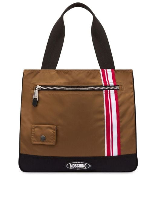 Moschino Brown Logo-appliqué Tote Bag for men