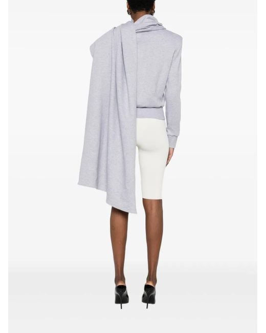 Magda Butrym White Draped-Detail Crew-Neck Sweatshirt