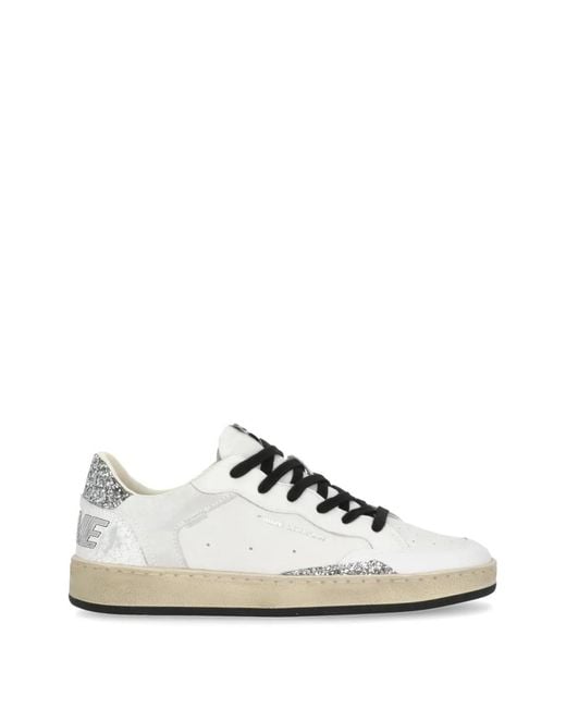 Crime London White Chelsea Debossed-Logo Glitter Sneakers