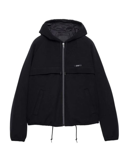 Prada Black Hooded Raglan-Sleeve Jacket for men
