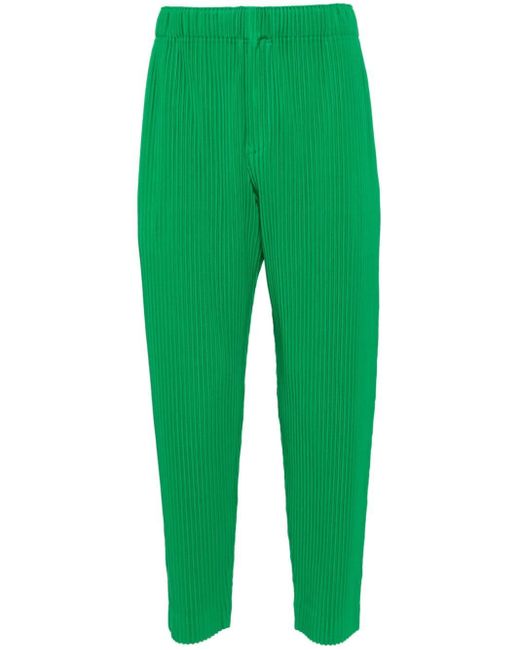 Homme Plissé Issey Miyake Green Pleated Tapered Trousers for men