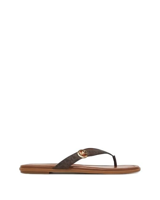Michael Kors Brown Logo Thong Sandals