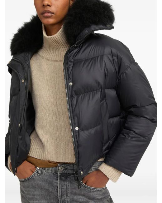 Yves Salomon Black Lambsherling-Trim Puffer Jacket