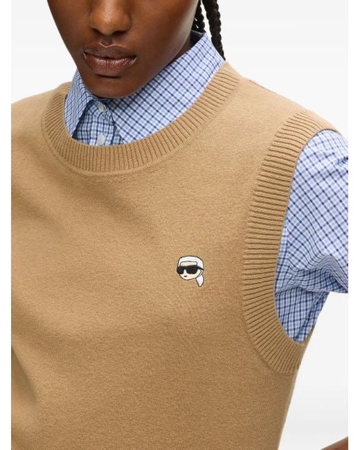 Karl Lagerfeld Natural Logo Appliqué Vest