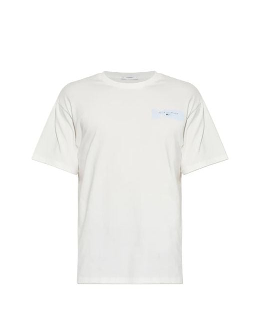 Givenchy White Logo-Print Cotton T-Shirt for men