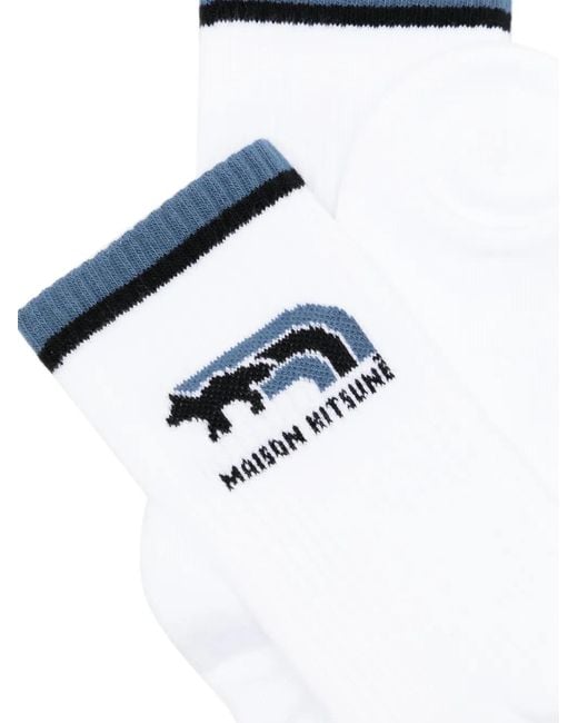 Maison Kitsuné White Flash Fox Socks for men