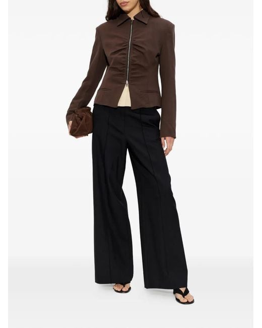 IRO Brown Ruched Zip-Up Jacket