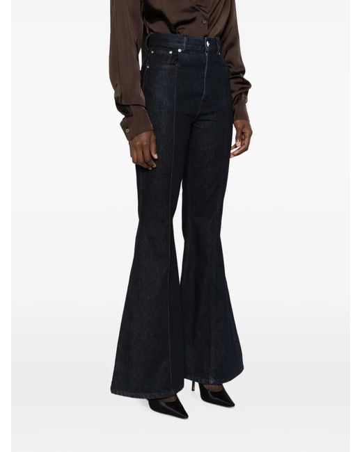 Viktor & Rolf Blue Logo-Patch Bootcut Jeans