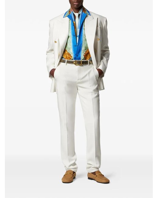 Versace White Logo-Patch Trousers for men
