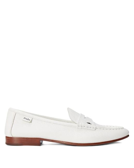 Polo Ralph Lauren White Logo-Detail Loafers