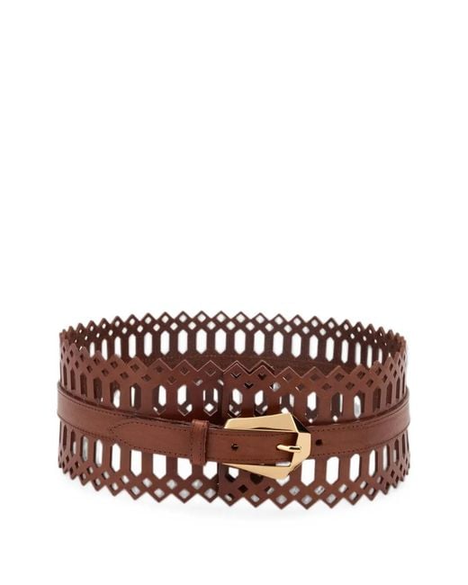 Alberta Ferretti White Perforated Leather Belt