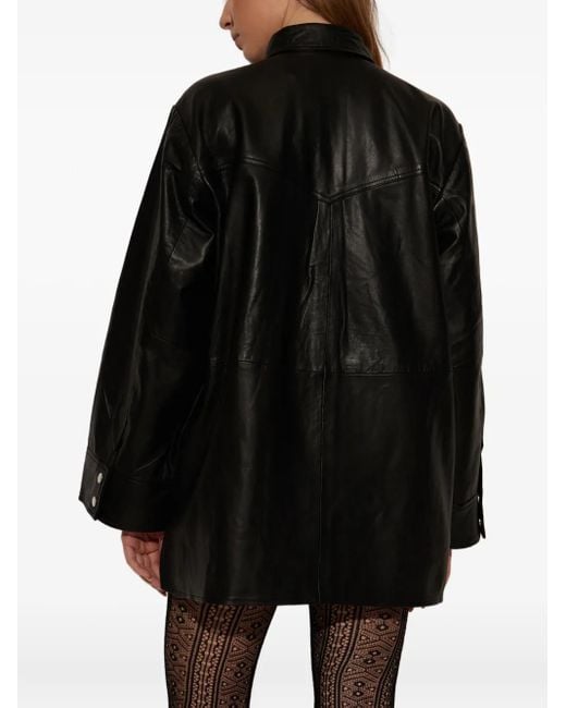 Gestuz Leren Blouse in het Black