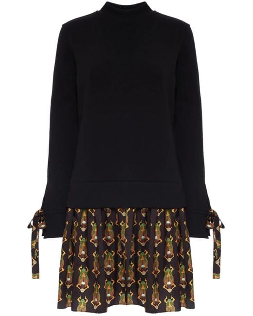 LaDoubleJ Black Sporty Graphic-Print Layered Minidress