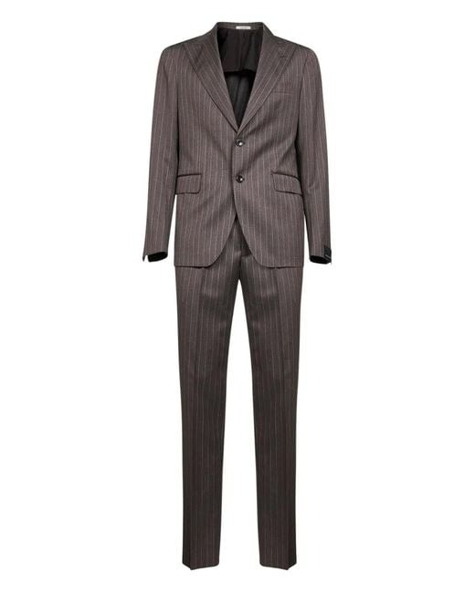Tagliatore Gray Pinstripe Two-Button Suit for men