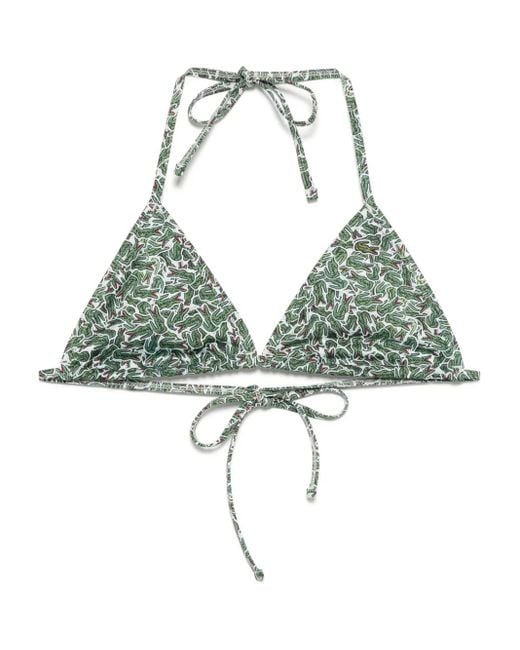 Lacoste Green Monogram-Print Bikini Top