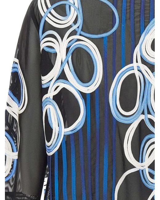 Joseph Ribkoff Blue Embroidered Sheer Blazer