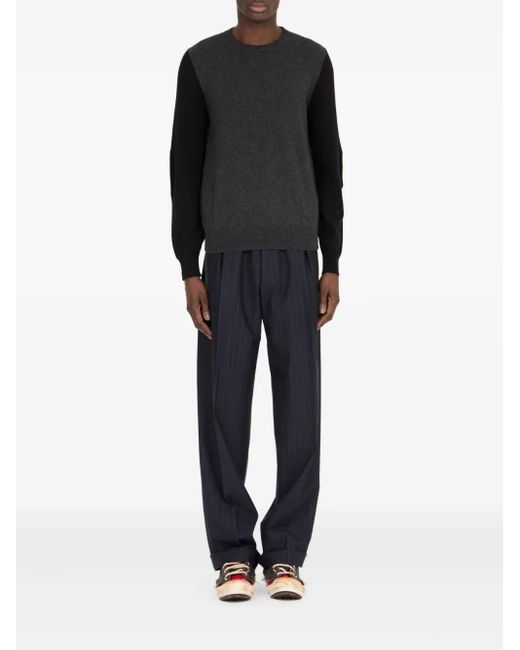 Maison Margiela Black Contrast-Panel Wool Sweater for men