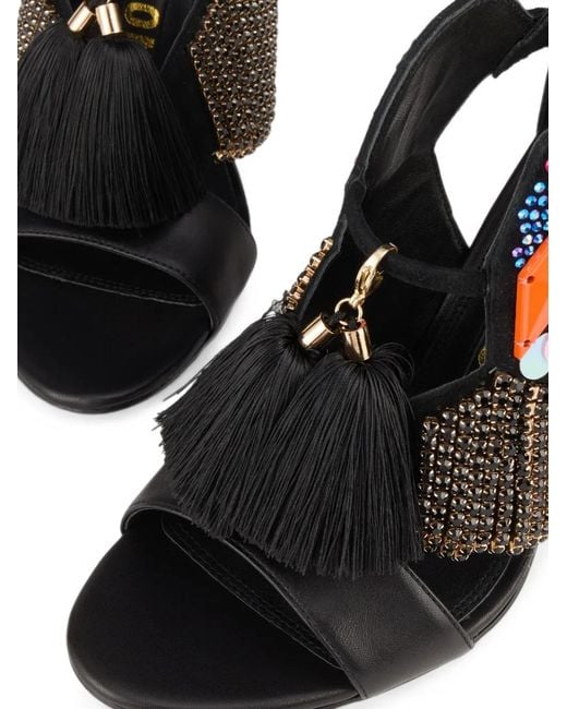 Kat Maconie Black Aya Embellished Tassel Sandals