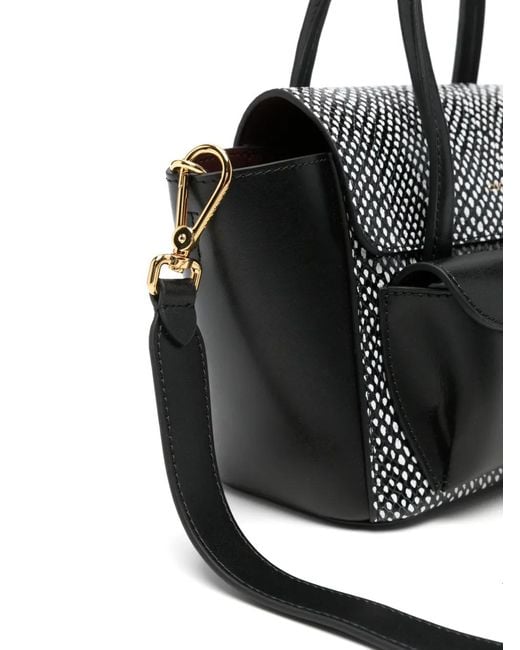 Coccinelle Black Beat Snakeskin-Effect Tote Bag