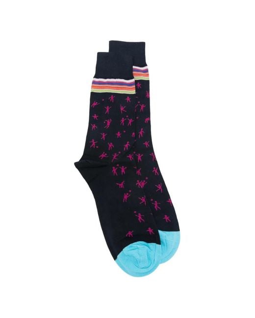 Paul Smith Blue Nathan Games Pattern Socks for men