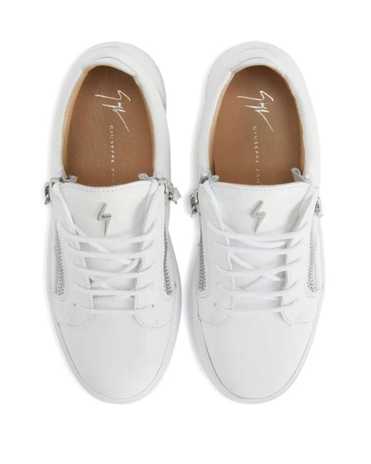 Giuseppe Zanotti White Gail Lace-Up Zip-Detail Sneakers