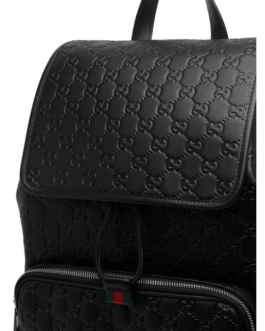 Gucci Black Medium Gg-Emblem Backpack for men