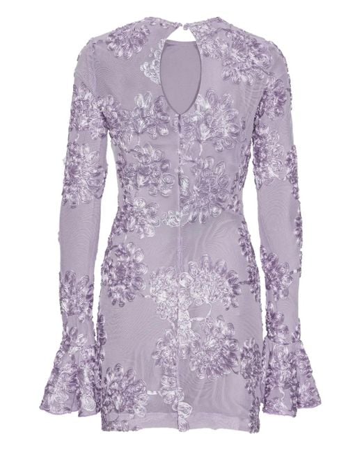 ROTATE BIRGER CHRISTENSEN Purple Floral Mesh Dress