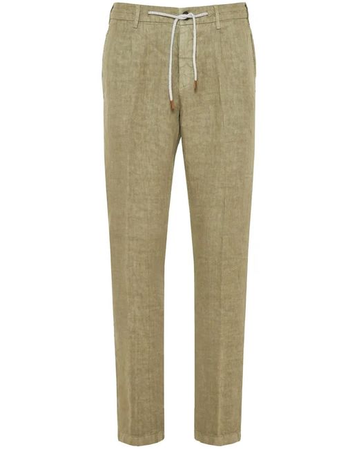 Eleventy Natural Drawstring Tapered Trousers for men