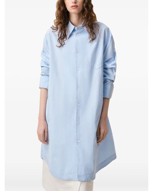 AMI Blue Adc Long Sleeve Cache Cotton Shirt