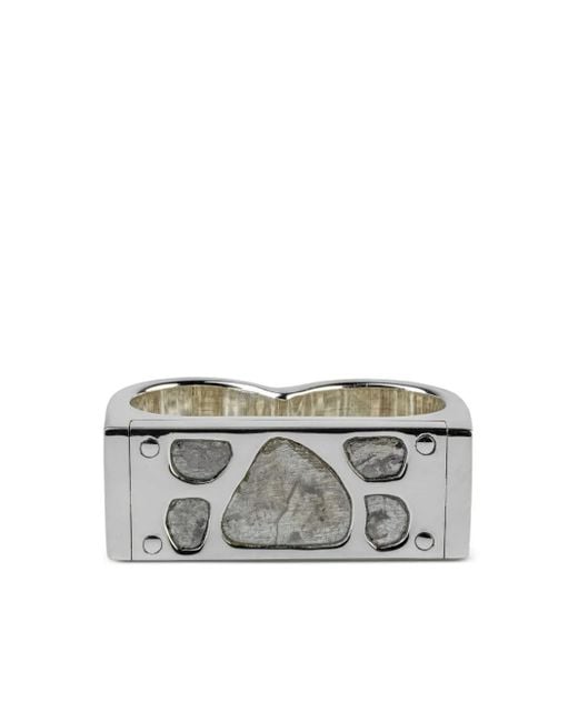 Parts Of 4 Gray Sterling Diamond Double Ring