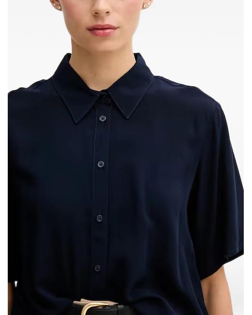 Benetton Blue Short-Sleeved Button-Down Shirt