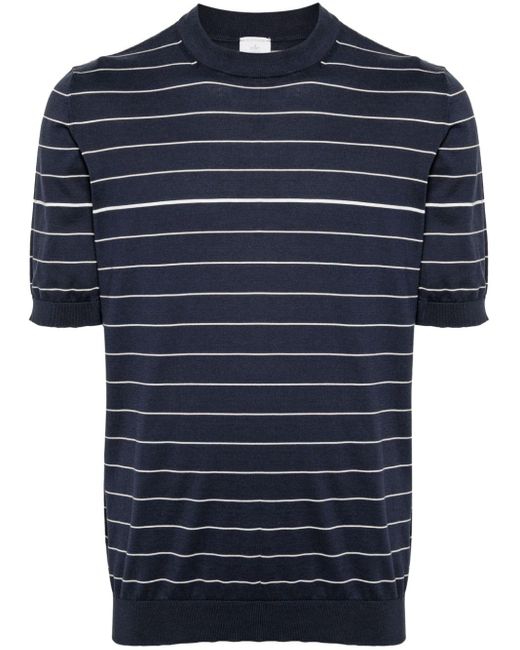 Eleventy Gestricktes T-Shirt mit Streifen in Blue für Herren