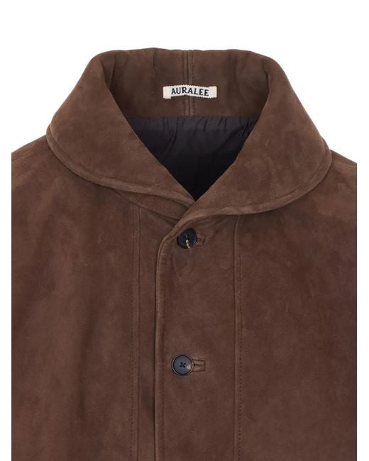 Auralee Brown Veste En Daim À Boutonnière for men