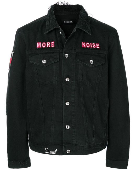 DIESEL Black More Noise Denim Jacket for men